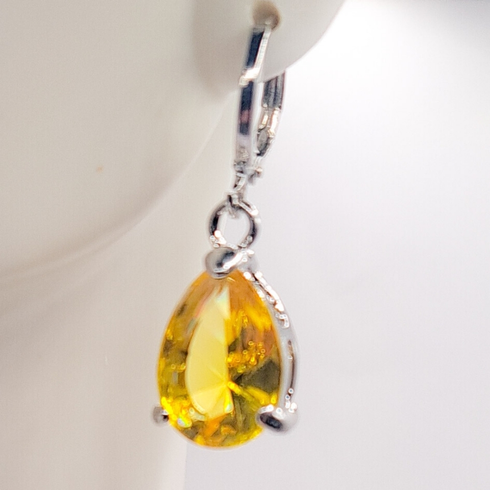 🎀925 Citrine Teardrop Earrings - Picture 4 of 5